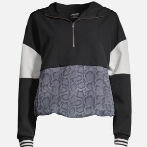 Avia 1/4 Zip Rain Jacket Hoodie Pullover athleisure Snake Skin Pocket B1073